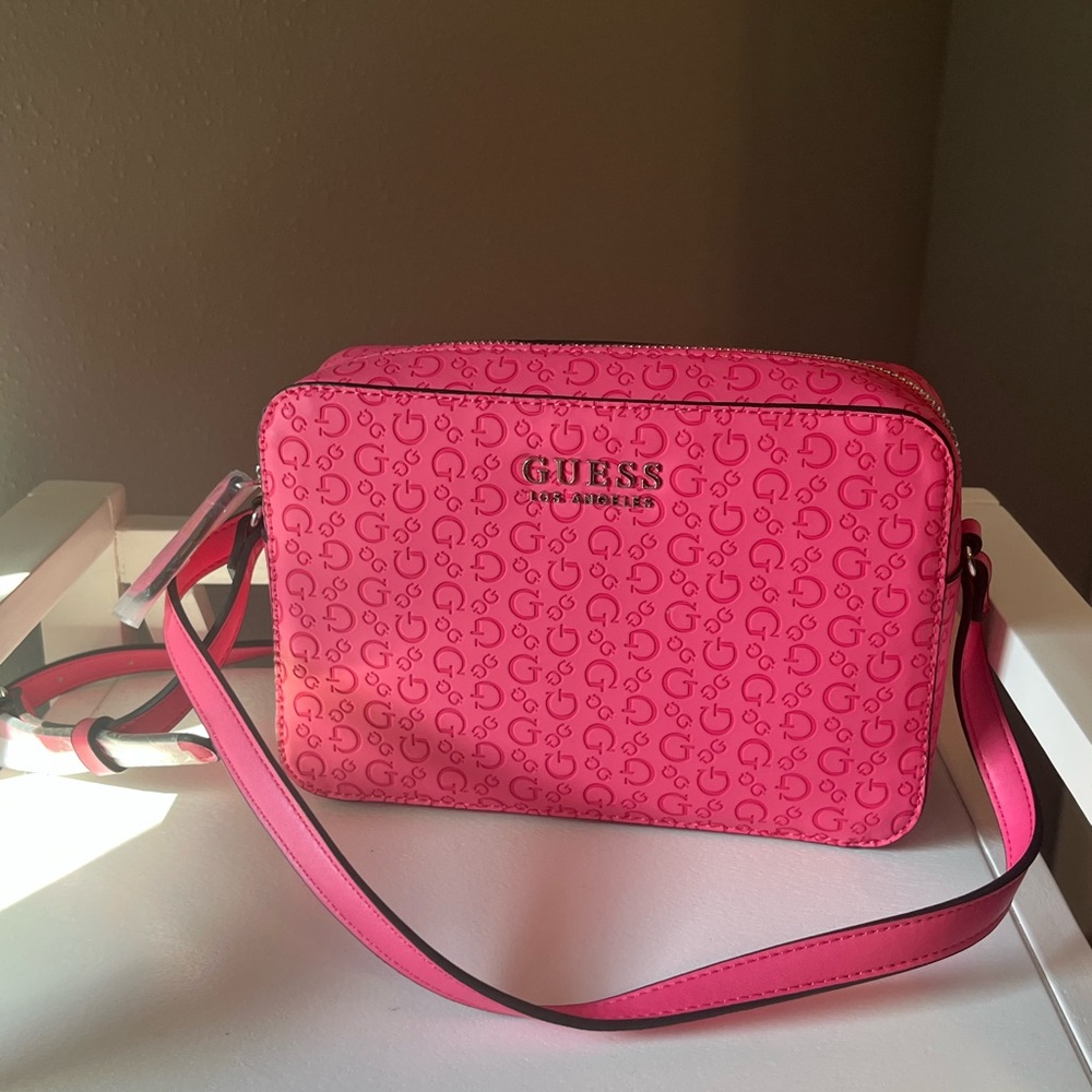 GUESS Pink Embossed Logo Bags